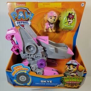 PAW PATROL SKYE DELUXE VEHICLE DINO RESCUE NIB Nickelodeon Dog Pup Pink Dinosaur